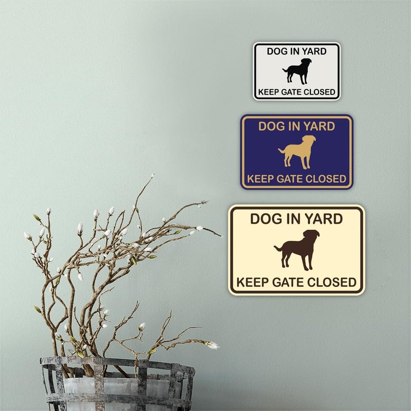 All Quality Classic Framed Dog In Yard Keep Gate Closed Wall Door Sign - Black/Gold (Large) - Image 4